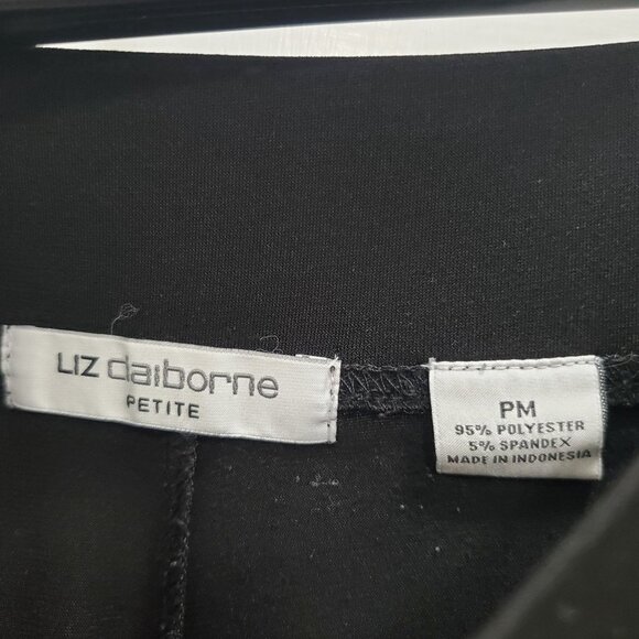 Liz Claiborne Petite Black Slinky Liquid Knit Pull On Wide Leg Coulotte Size PM - Picture 3 of 4